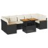Set sofás jardín y cojines 8 pzas ratán sintético acacia