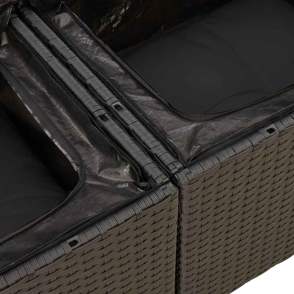 Set sofás jardín y cojines 9 pzas ratán sintético acacia