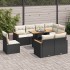 Set sofás jardín y cojines 9 pzas ratán sintético acacia