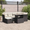 Set de sofás de jardín 7 pzas con cojines ratán sintético negro