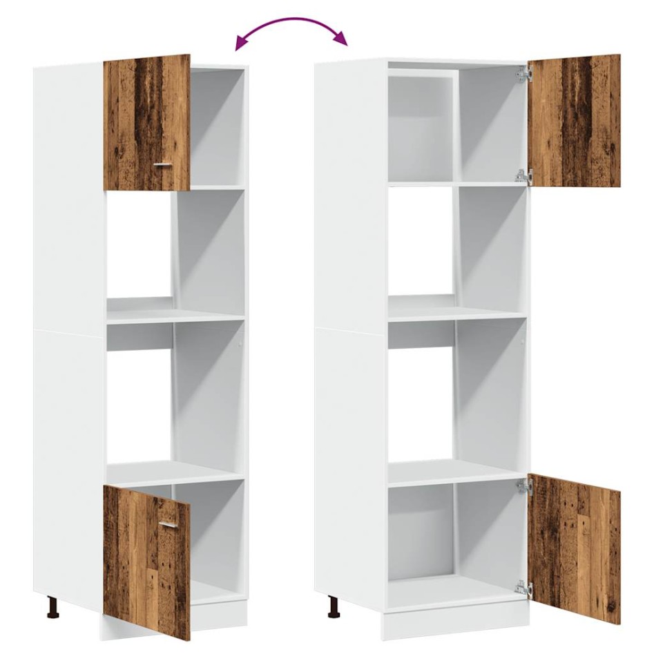 Armario de microondas madera ingeniería envejecida 60x57x207