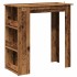 Mesa bar con estante almacenaje envejecida 102x50x103,5