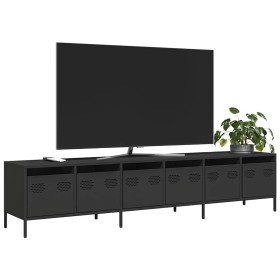 Mueble para TV acero laminado en frío negro 202x39x43,5