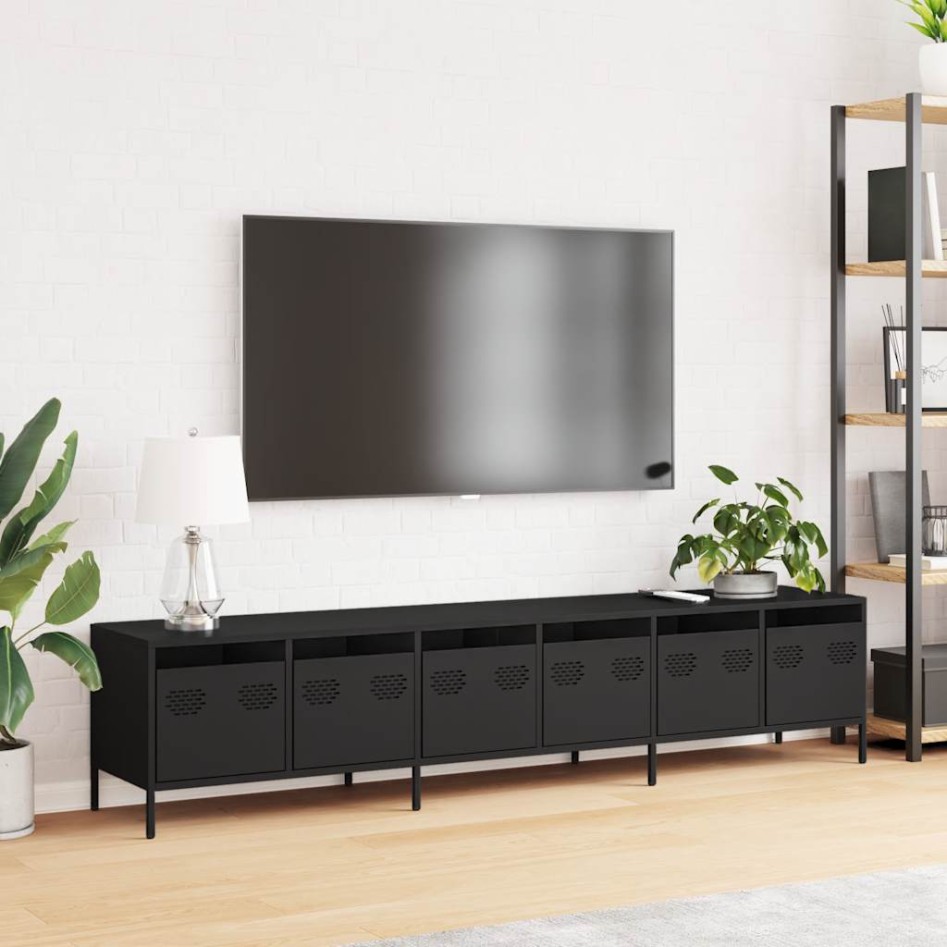 Mueble para TV acero laminado en frío negro 202x39x43,5
