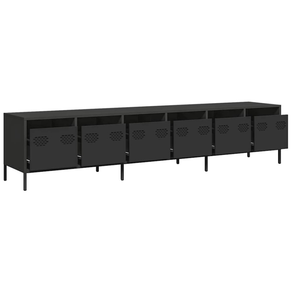Mueble para TV acero laminado en frío negro 202x39x43,5