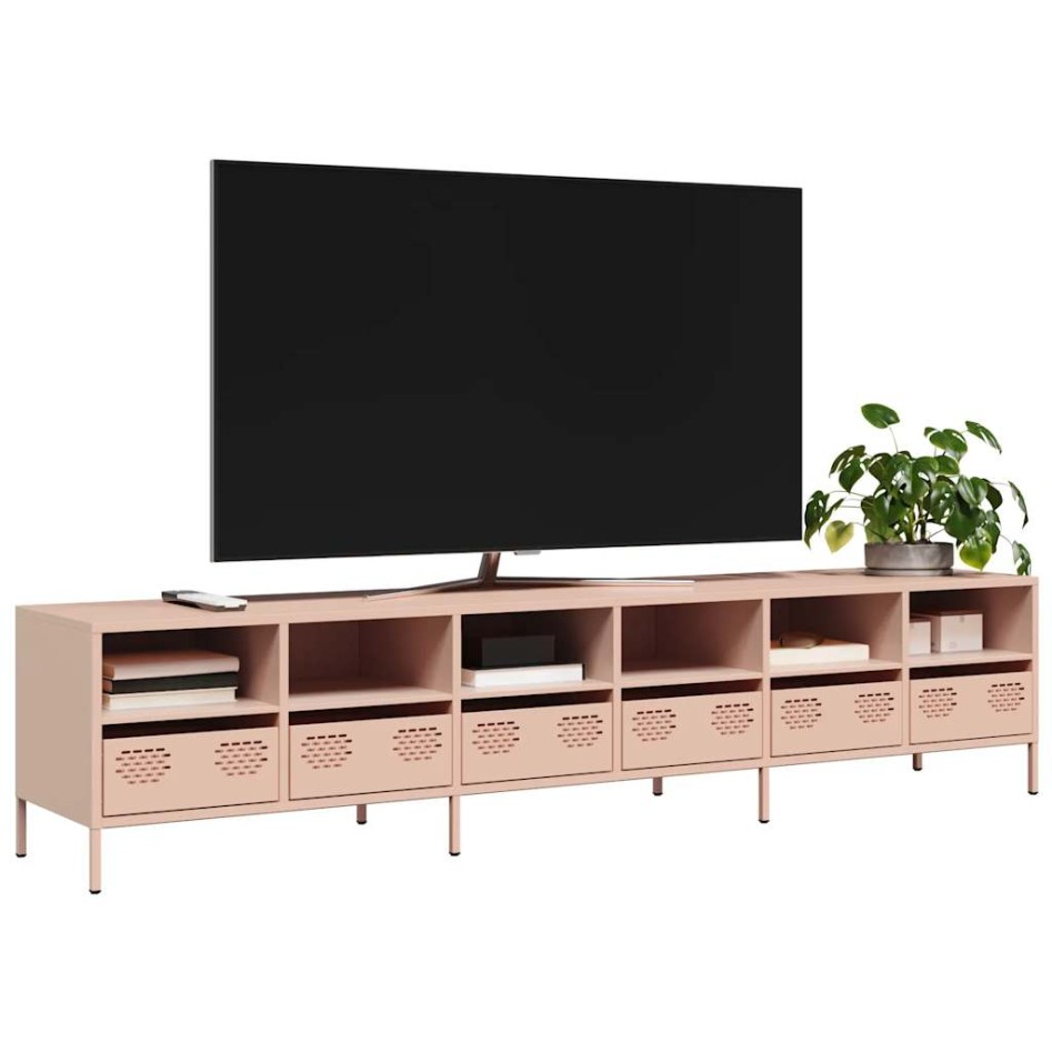 Mueble para TV acero laminado en frío rosa 202x39x43,5