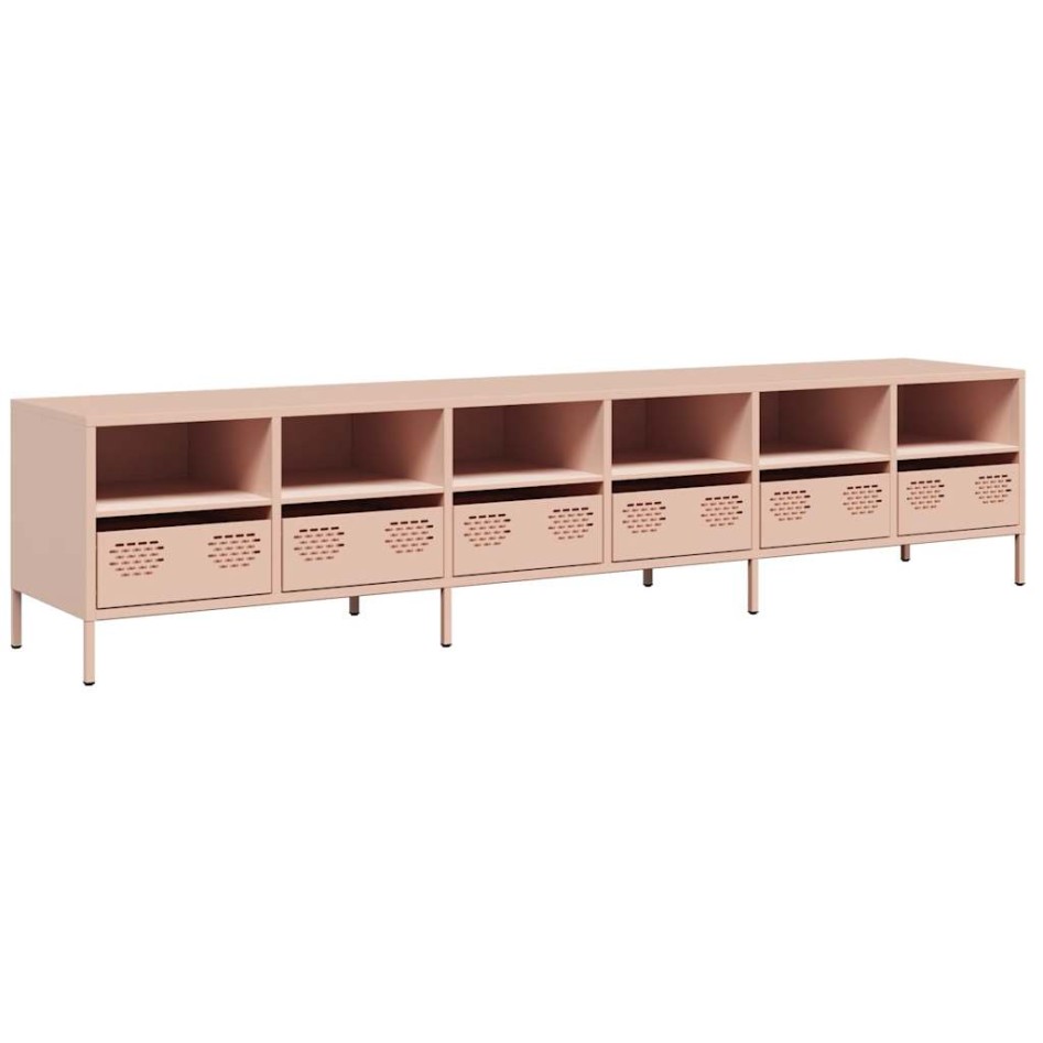 Mueble para TV acero laminado en frío rosa 202x39x43,5