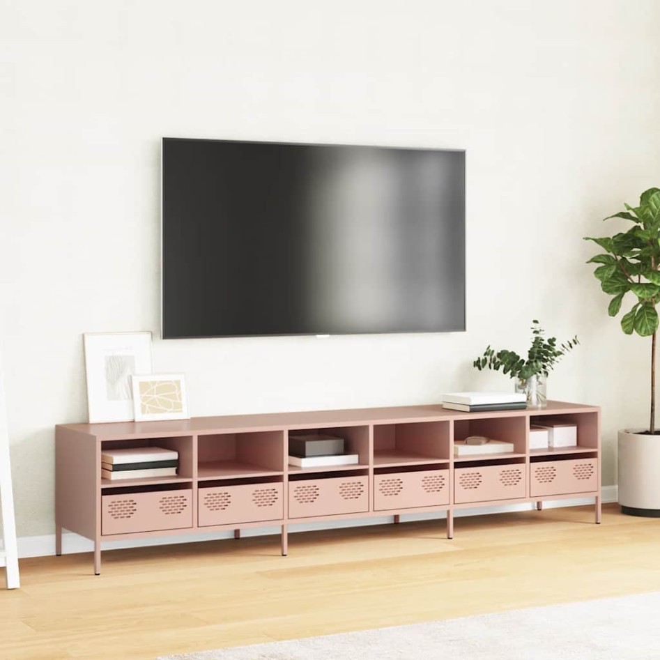 Mueble para TV acero laminado en frío rosa 202x39x43,5
