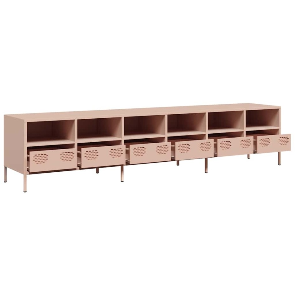 Mueble para TV acero laminado en frío rosa 202x39x43,5