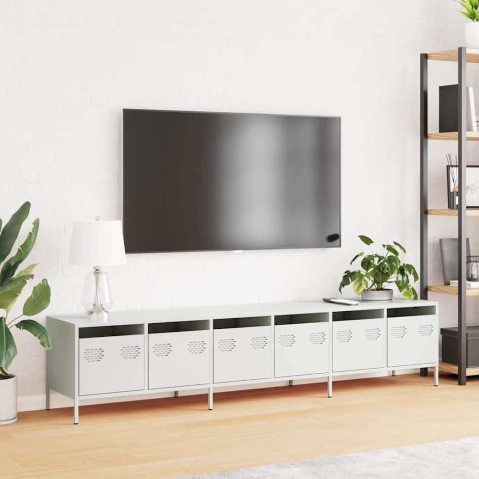 Mueble para TV acero laminado en frío blanco 202x39x43,5