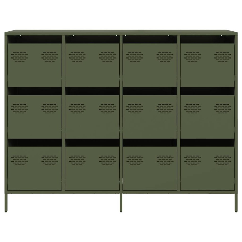 Aparador de acero laminado en frío verde oliva 135x39x103,5