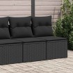 Set sofás jardín y cojines 2 pzas ratán sintético acacia negro