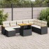 Set sofás jardín y cojines 9 pzas ratán sintético acacia