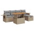 Set sofás jardín y cojines 6 pzas ratán sintético acacia