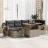 Set sofás jardín y cojines 8 pzas ratán sintético acacia