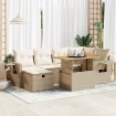 Set sofás jardín y cojines 8 pzas ratán sintético acacia beige