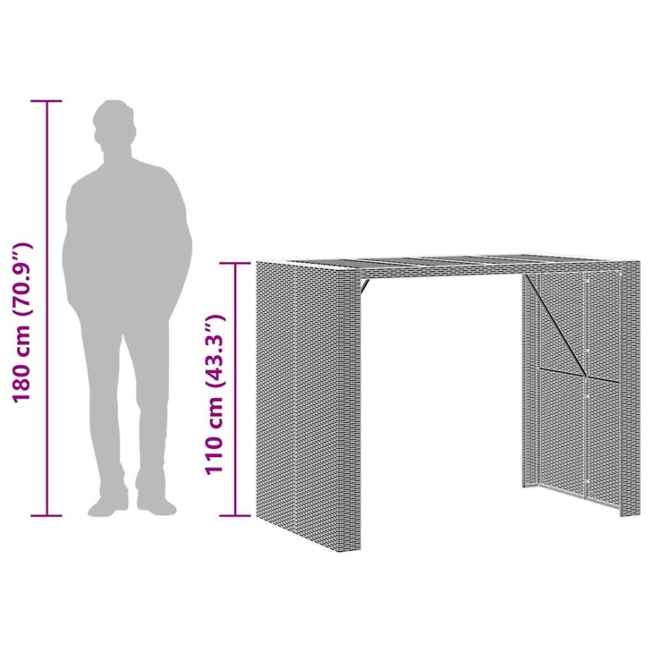 Set bar jardín sin cojines 5 pzas ratán sintético acacia