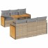 Set sofás jardín y cojines 7 pzas ratán sintético acacia