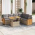 Set sofás jardín y cojines 7 pzas ratán sintético acacia