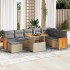 Set sofás jardín y cojines 9 pzas ratán sintético acacia