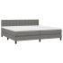 Cama box spring colchón y luces LED tela gris claro 200x200