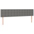 Cama box spring colchón y luces LED tela gris claro 200x200