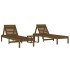 Tumbonas con mesa 2 uds madera maciza de pino marrón