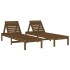 Tumbonas con mesa 2 uds madera maciza de pino marrón