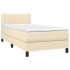 Cama box spring con colchón tela color crema 80x200