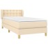 Cama box spring con colchón tela color crema 80x200