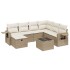 Juego de sofás de jardín con cojines beige 8 pzas ratán