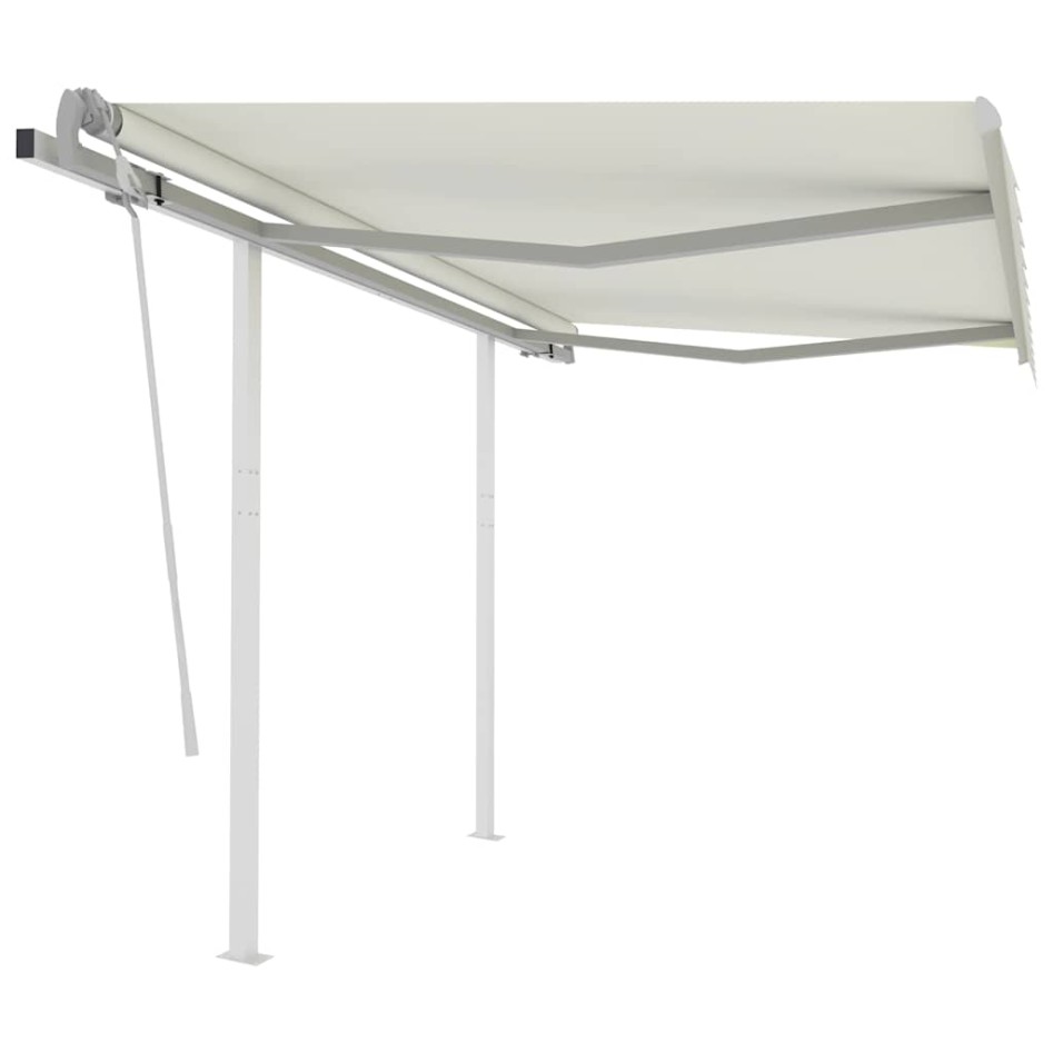 Toldo manual retráctil con postes color crema 3x2,5