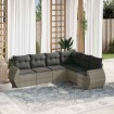 Set de sofás de jardín 6 pzas y cojines ratán sintético gris