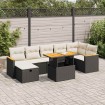 Set de muebles de jardín 5 pzas y cojines ratán sintético negro