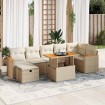 Juego de sofás jardín con cojines 5 pzas ratán sintético beige