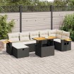 Set de muebles de jardín 5 pzas y cojines ratán sintético negro