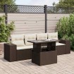 Set comedor de jardín 5 piezas y cojines ratán sintético marrón