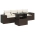 Set comedor de jardín 5 piezas y cojines ratán sintético