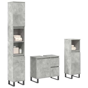 Set muebles de baño 2 piezas madera contrachapada gris