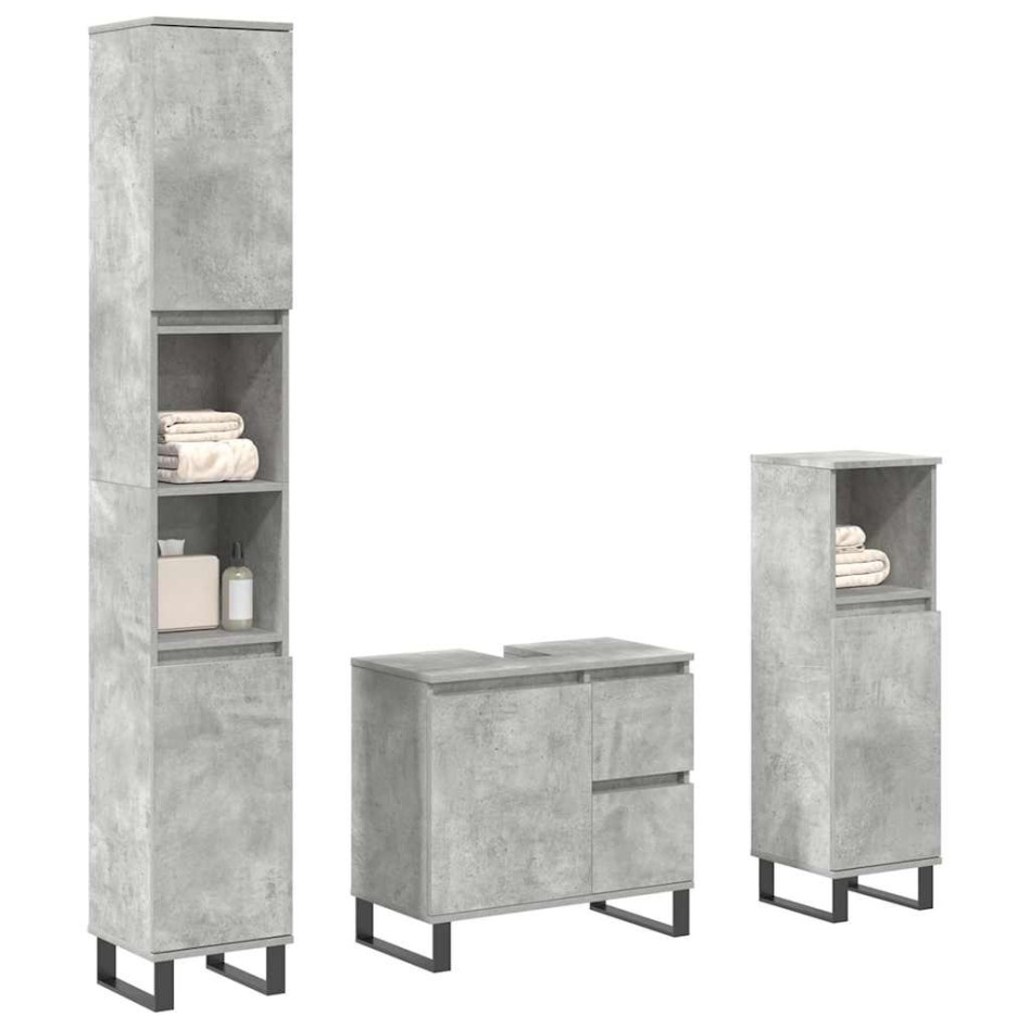 Set muebles de baño 2 piezas madera contrachapada gris
