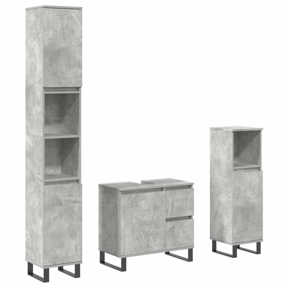 Set muebles de baño 2 piezas madera contrachapada gris