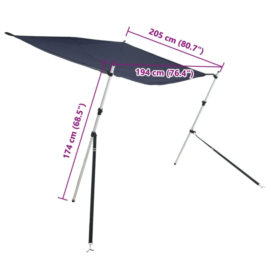 Set de toldo T-Top extensión azul marino 174x205x(115-194)