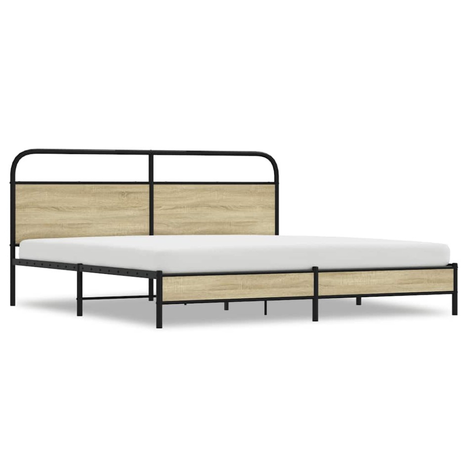 Estructura de cama sin colchón metal roble Sonoma 200x200