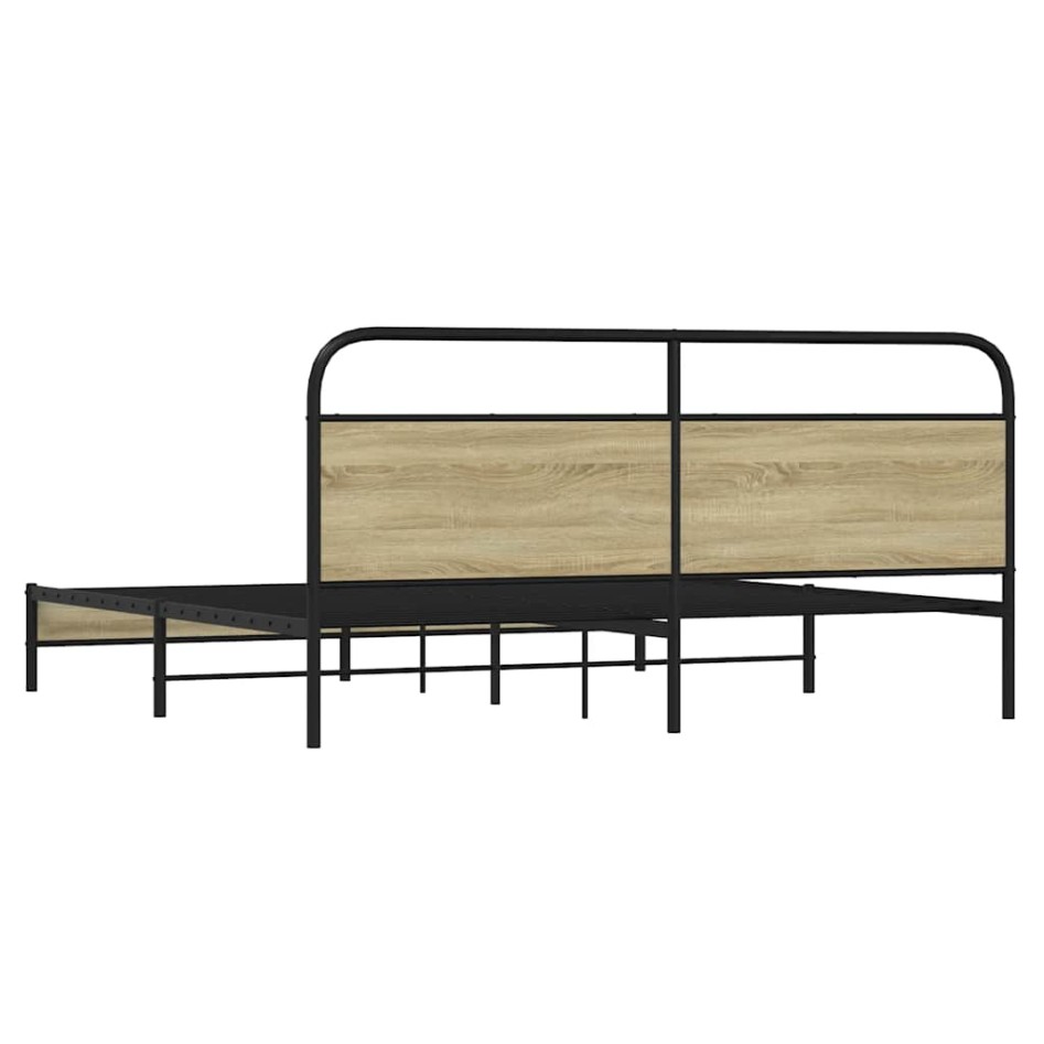 Estructura de cama sin colchón metal roble Sonoma 200x200