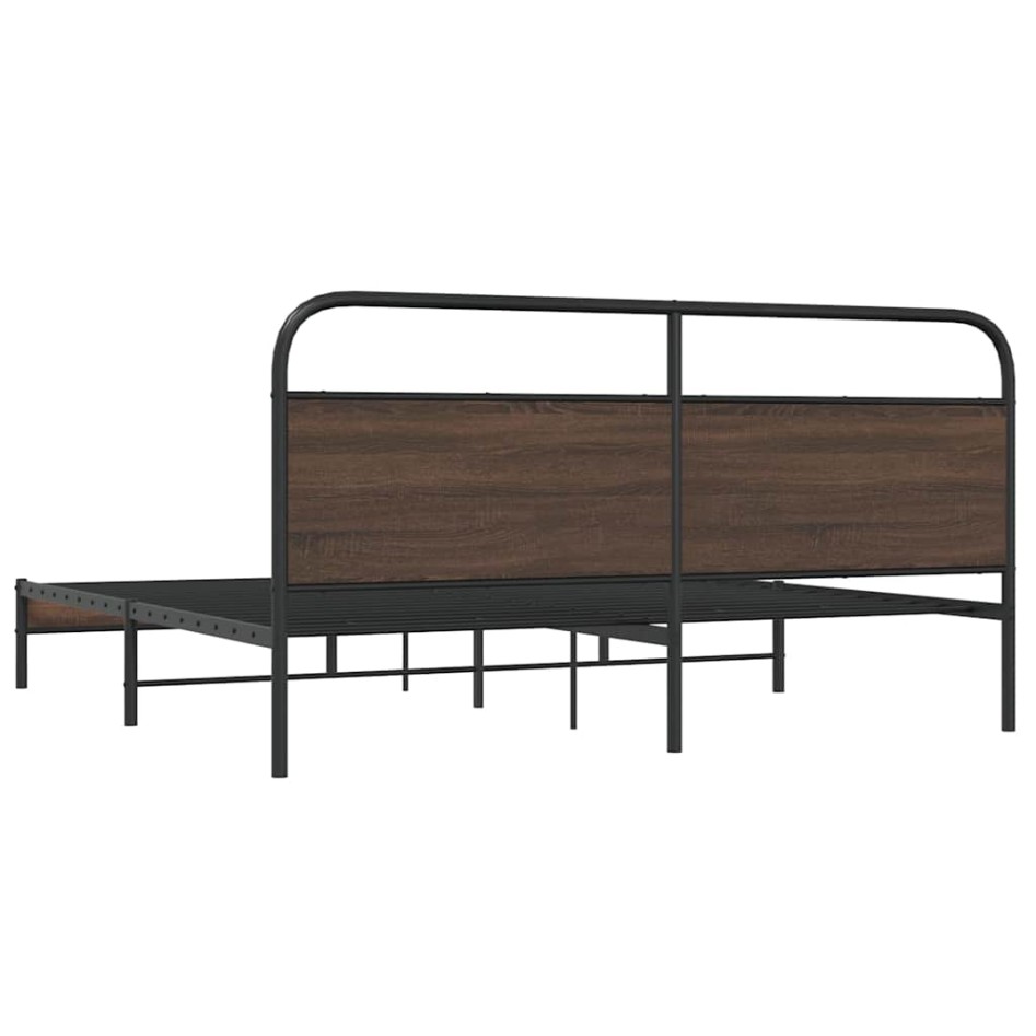 Estructura de cama sin colchón metal roble marrón 200x200