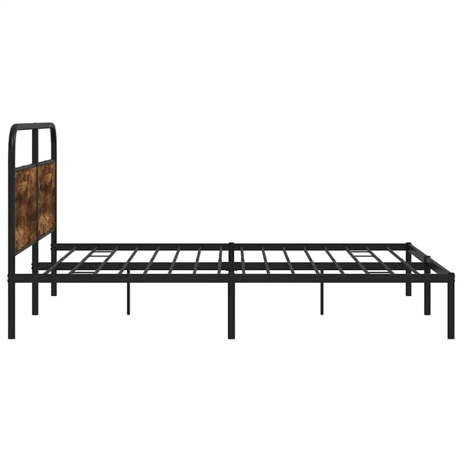 Estructura de cama sin colchón metal roble ahumado 180x200