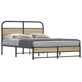 Estructura de cama sin colchón 140x190 cm madera roble
