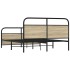 Estructura de cama sin colchón metal roble Sonoma 160x200