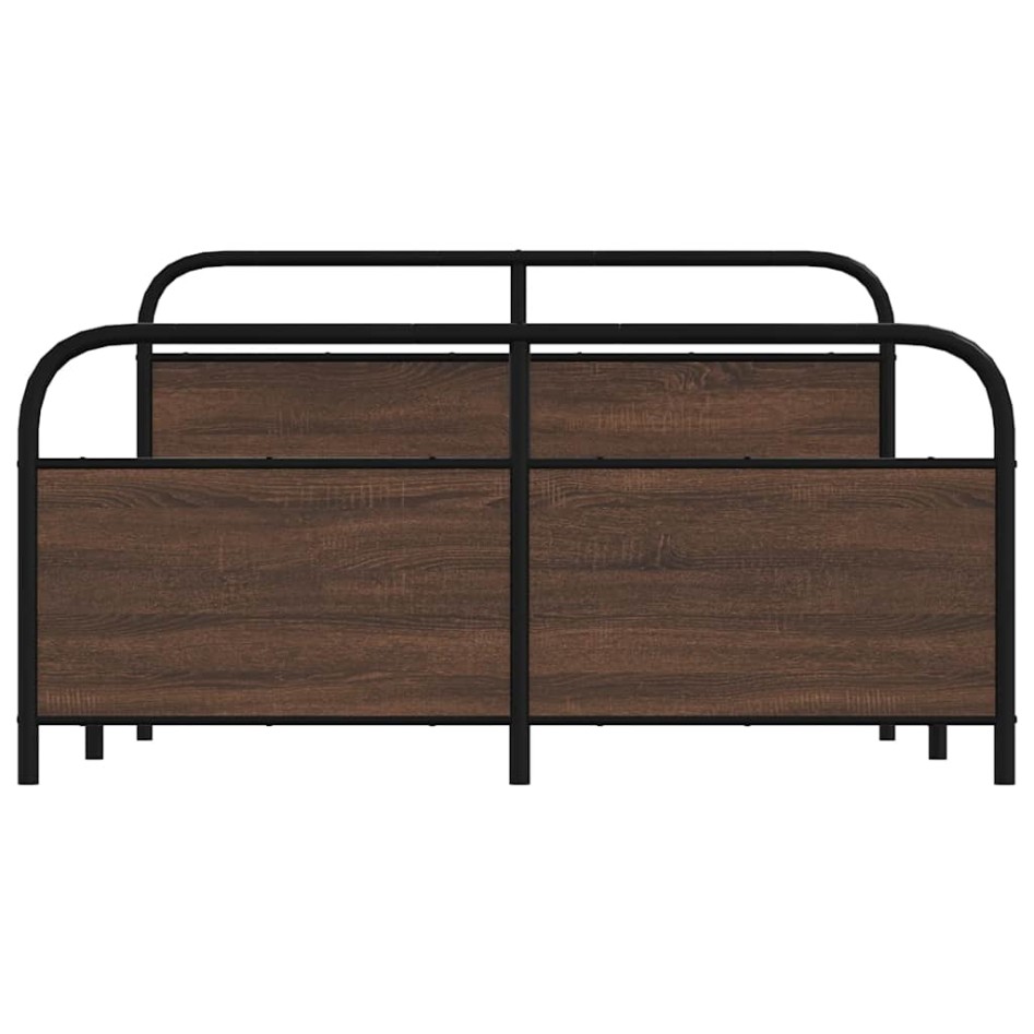 Estructura de cama sin colchón metal marrón roble 160x200