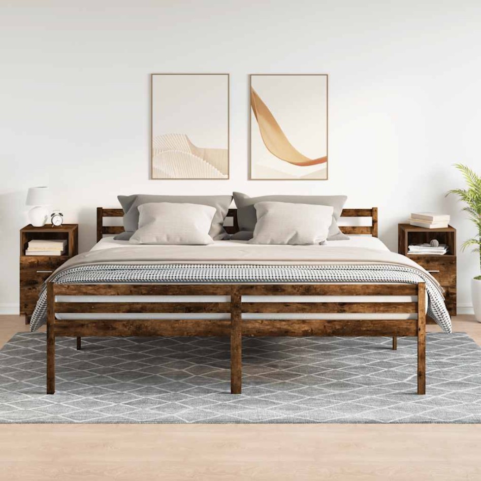 Mesillas de noche 2 uds con 2 cajones roble ahumado 36x36x68